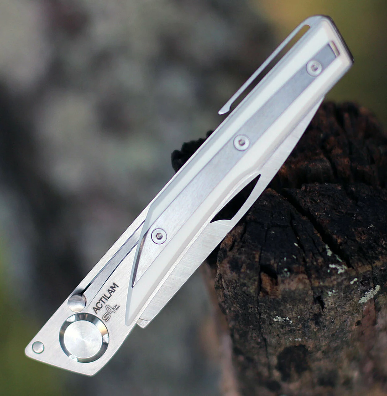 Deals ⭐ Actilam S4CC Folder w/Clip, 3.375" 14C28N Plain Blade, White Corian Handle 🎁 3 Deals ⭐ Actilam S4CC Folder w/Clip, 3.375" 14C28N Plain Blade, White Corian Handle 🎁 - Image 3