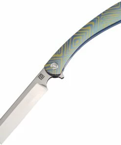 Buy ⌛ Artisan Cutlery Artisan Orthodox ATZ1817GBU03, 3.75" Satin S35VN Blade, Blue & Gold Titanium Swirl Pattern Handle 🔔
