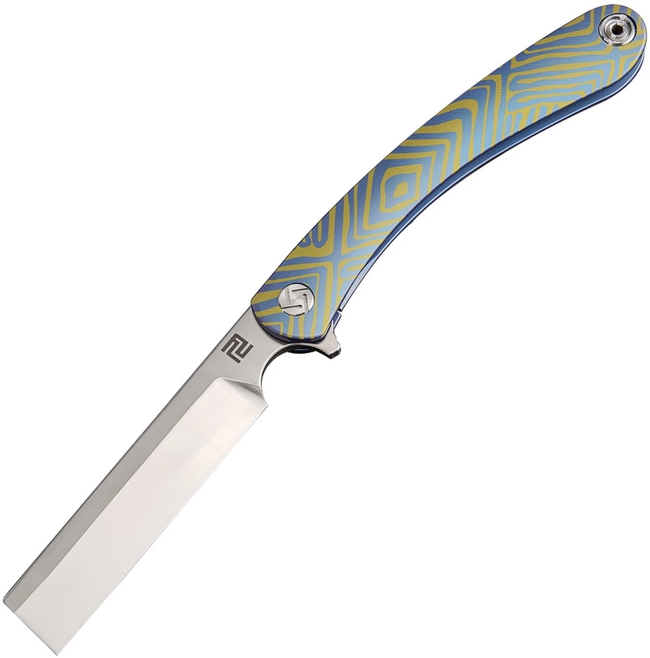 Buy ⌛ Artisan Cutlery Artisan Orthodox ATZ1817GBU03, 3.75" Satin S35VN Blade, Blue & Gold Titanium Swirl Pattern Handle 🔔 1 Buy ⌛ Artisan Cutlery Artisan Orthodox ATZ1817GBU03, 3.75" Satin S35VN Blade, Blue & Gold Titanium Swirl Pattern Handle 🔔