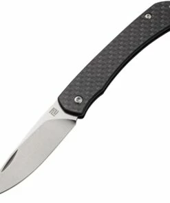 Discount 👍 Artisan Cutlery Biome ATZ-1840P-CF, 2.8" Sandvik 12C27 Stonewashed Plain Blade, Black Carbon Fiber Handle ⌛