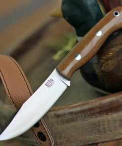 Outlet 🧨 Bark River Knives Mini Aurora Hunter BA06028MNC, 3.71" CPM 3V Plain Blade, Natural Canvas Micarta Handle 🔔