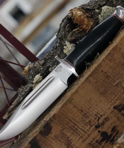 Promo 👏 Bark River Knives Teddy Fixed Blade 08-114M-BC, 6.25" A2 Satin Plain Blade, Black Canvas Micarta Handle, Brown Leather Sheath 😀