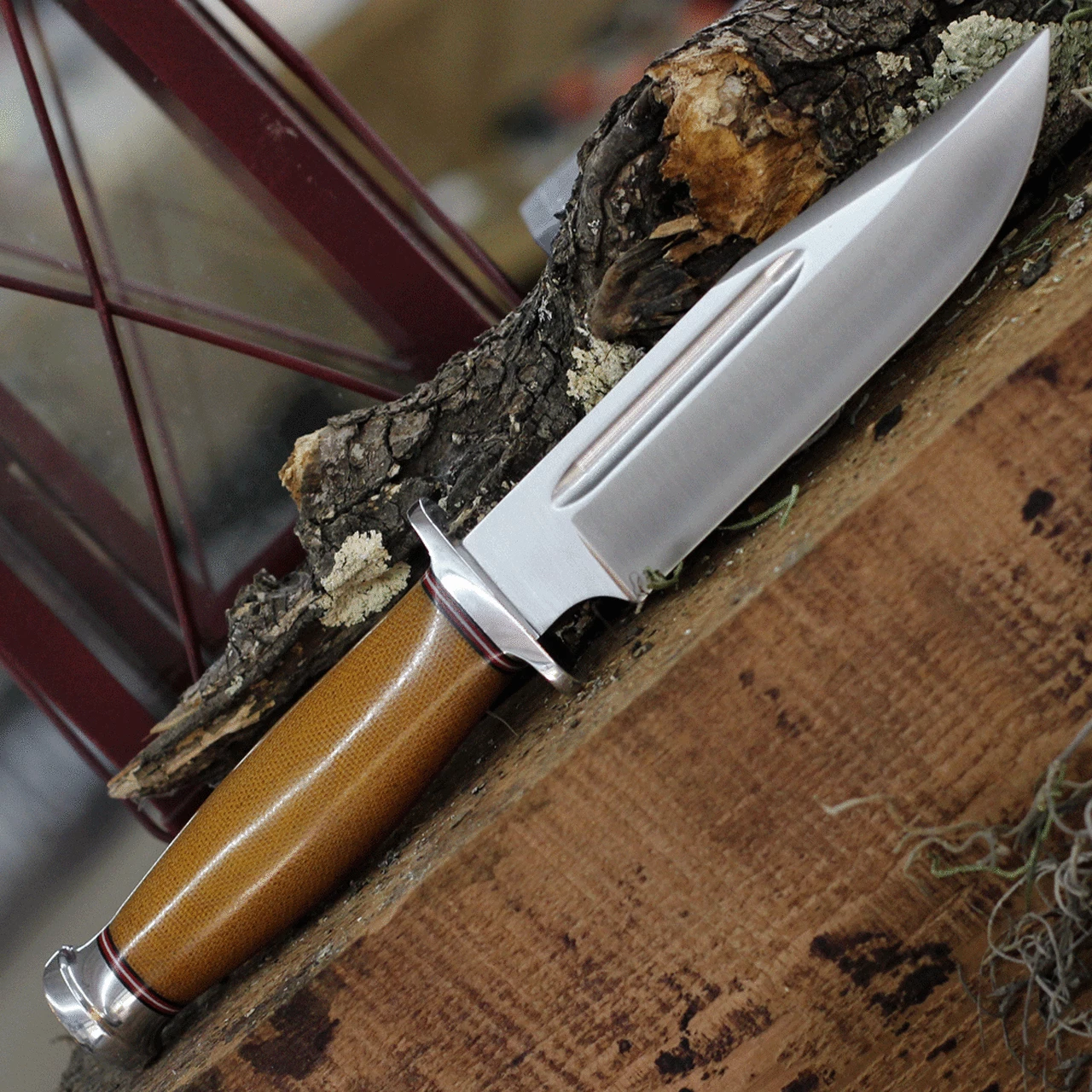 Deals โ Bark River Knives Teddy Fixed Blade 08-114M-NC, 6.25" A2 Tool Steel Satin Blade, Natural Canvas Micarta Handle, Brown Leather Sheath ๐งจ 2 Deals โ Bark River Knives Teddy Fixed Blade 08-114M-NC, 6.25" A2 Tool Steel Satin Blade, Natural Canvas Micarta Handle, Brown Leather Sheath ๐งจ - Image 2