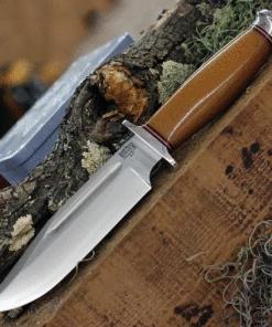 Deals ⌛ Bark River Knives Teddy Fixed Blade 08-114M-NC, 6.25" A2 Tool Steel Satin Blade, Natural Canvas Micarta Handle, Brown Leather Sheath 🧨