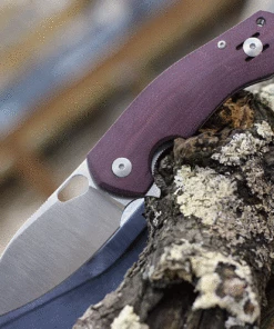 Brand new 😀 GiantMouse ACE Biblio Flipper, 2.875" M390 Satin Plain Blade, Burgundy Canvas Handle ✔️