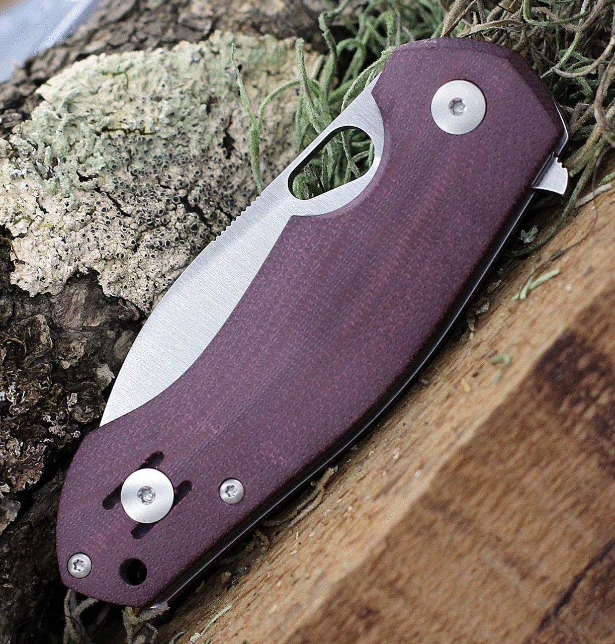 Brand new 😀 GiantMouse ACE Biblio Flipper, 2.875" M390 Satin Plain Blade, Burgundy Canvas Handle ✔️ 4 Brand new 😀 GiantMouse ACE Biblio Flipper, 2.875" M390 Satin Plain Blade, Burgundy Canvas Handle ✔️ - Image 4