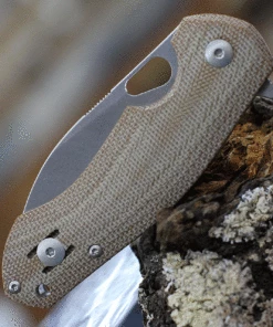 Flash Sale ✨ GiantMouse ACE Biblio Flipper, 2.875" M390 Stonewashed Plain Blade, Natural Canvas Micarta Handle 💯 -Automatic Knives shop BIBLIO NAT2 03012.1619032336