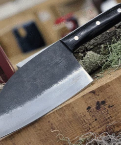 Budget ✨ BenJahmin Knives Camp Cleaver BKA007, 7.2" 440 Stainless Steel Blade, Wenge Wood Handle w/ Brown Leather Sheath 🔔