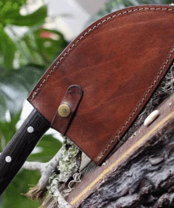 Budget ✨ BenJahmin Knives Camp Cleaver BKA007, 7.2" 440 Stainless Steel Blade, Wenge Wood Handle w/ Brown Leather Sheath 🔔 -Automatic Knives shop BKA007.2 49686.1620829181