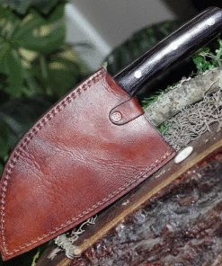 Budget ✨ BenJahmin Knives Camp Cleaver BKA007, 7.2" 440 Stainless Steel Blade, Wenge Wood Handle w/ Brown Leather Sheath 🔔 -Automatic Knives shop BKA007.3 02436.1620829181