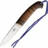Deals 🌟 BenJahmin Knives Stacked Leather Hunter BKA017, Stainless Steel Blade, Brown Wood Handle w/ Lanyard Hole ⌛