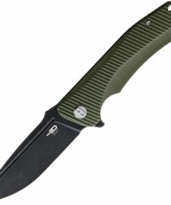 Best deal 💯 Bestech Mako BG27D Flipper Knife, 3.74" D2 Black Stonewashed Drop Point Blade, Milled OD Green G-10 Handle 🎁