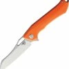 Hot Sale ⌛ Bestech Platypus BG28B Flipper Knife, 3.43" D2 Two-Tone Sheepsfoot Blade, Milled Orange G-10 Handle ⌛