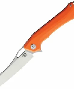 Hot Sale ⌛ Bestech Platypus BG28B Flipper Knife, 3.43" D2 Two-Tone Sheepsfoot Blade, Milled Orange G-10 Handle ⌛