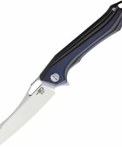 Cheap ✔️ Bestech Platypus BG28D Flipper Knife, 3.43" D2 Two-Tone Sheepsfoot Blade, Milled Blue, Brown & Black G-10 Handle 🔥