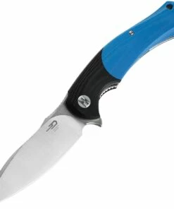 Deals 😀 Bestech Knives Penguin Flipper Knife BG32B, 3.6" D2 Satin & Stonewash Plain Blade, Blue & Black G-10 Handle 👍