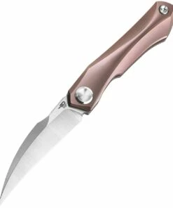 Buy 🧨 Bestech Knives Ivy BT2004C Flipper Knife, 3" S35VN Satin Hawkbill Blade, Pink Titanium Handles 🎉