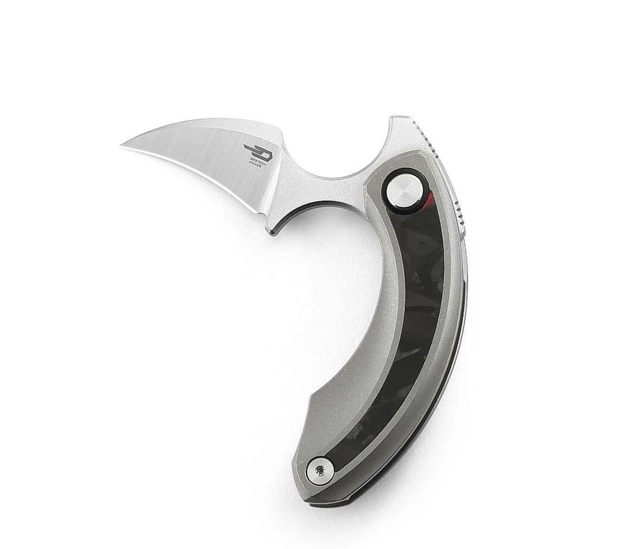 New 👍 Bestech Knives Strelit BT2103E, 2.19" M390 Satin Reverse Hawkbill Plain Blade, Grey Titanium & Red Marble Carbon Fiber Handles ❤️ 1 New 👍 Bestech Knives Strelit BT2103E, 2.19" M390 Satin Reverse Hawkbill Plain Blade, Grey Titanium & Red Marble Carbon Fiber Handles ❤️