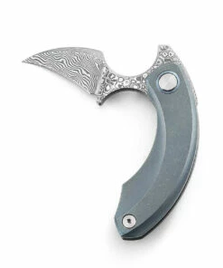 Brand new ✨ Bestech Knives Strelit BT2103I, 2.19" Damascus Reverse Hawkbill Plain Blade, Blue Stonewashed Titanuim Handles 💯