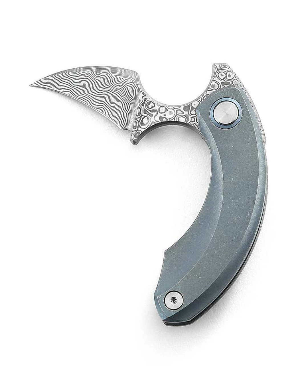 Brand new ✨ Bestech Knives Strelit BT2103I, 2.19" Damascus Reverse Hawkbill Plain Blade, Blue Stonewashed Titanuim Handles 💯 1 Brand new ✨ Bestech Knives Strelit BT2103I, 2.19" Damascus Reverse Hawkbill Plain Blade, Blue Stonewashed Titanuim Handles 💯