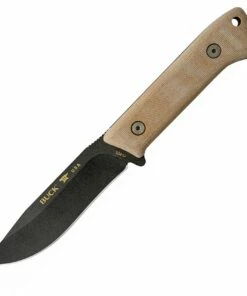 Best reviews of 🛒 Buck Knives Buck 104 Compadre Camp Knife, 4.5" 5160 Spring Steel Black Coated Blade, Natural Canvas Micarta Handle, Black Leather Sheath 🔥