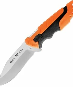 Promo 🌟 Buck Knives Buck 657 Orange Pursuit Pro Large Guthook Fixed Blade, 4.5" S35VN Satin Guthook Blade, Black & Orange Glass Filled Nylon Handle 🔔