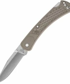 Discount ✨ Buck Knives Buck 110 Slim Hunter BU110BRS2, 3.75" 420HC Clip Blade, Tan Nylon Handle ✔️