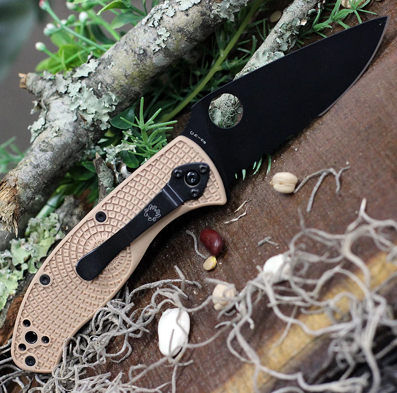 Discount ⌛ Spyderco Knives Spyderco Tenacious Lightweight, C122PSTNBK, 3.39" 8Cr13MoV Partially Serrated Black Blade, Tan FRN Handle 🌟 2 Discount ⌛ Spyderco Knives Spyderco Tenacious Lightweight, C122PSTNBK, 3.39" 8Cr13MoV Partially Serrated Black Blade, Tan FRN Handle 🌟 - Image 2