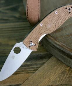 Flash Sale 😍 Spyderco Knives Spyderco Tenacious Lightweight, C122PTN 3.39" 8Cr13MoV Plain Blade, Tan FRN Handle ✨