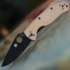Best deal 🌟 Spyderco Knives Spyderco Tenacious Lightweight, C122PTNBK, 3.39" 8Cr13MoV Plain Black Blade, Tan FRN Handle ✨