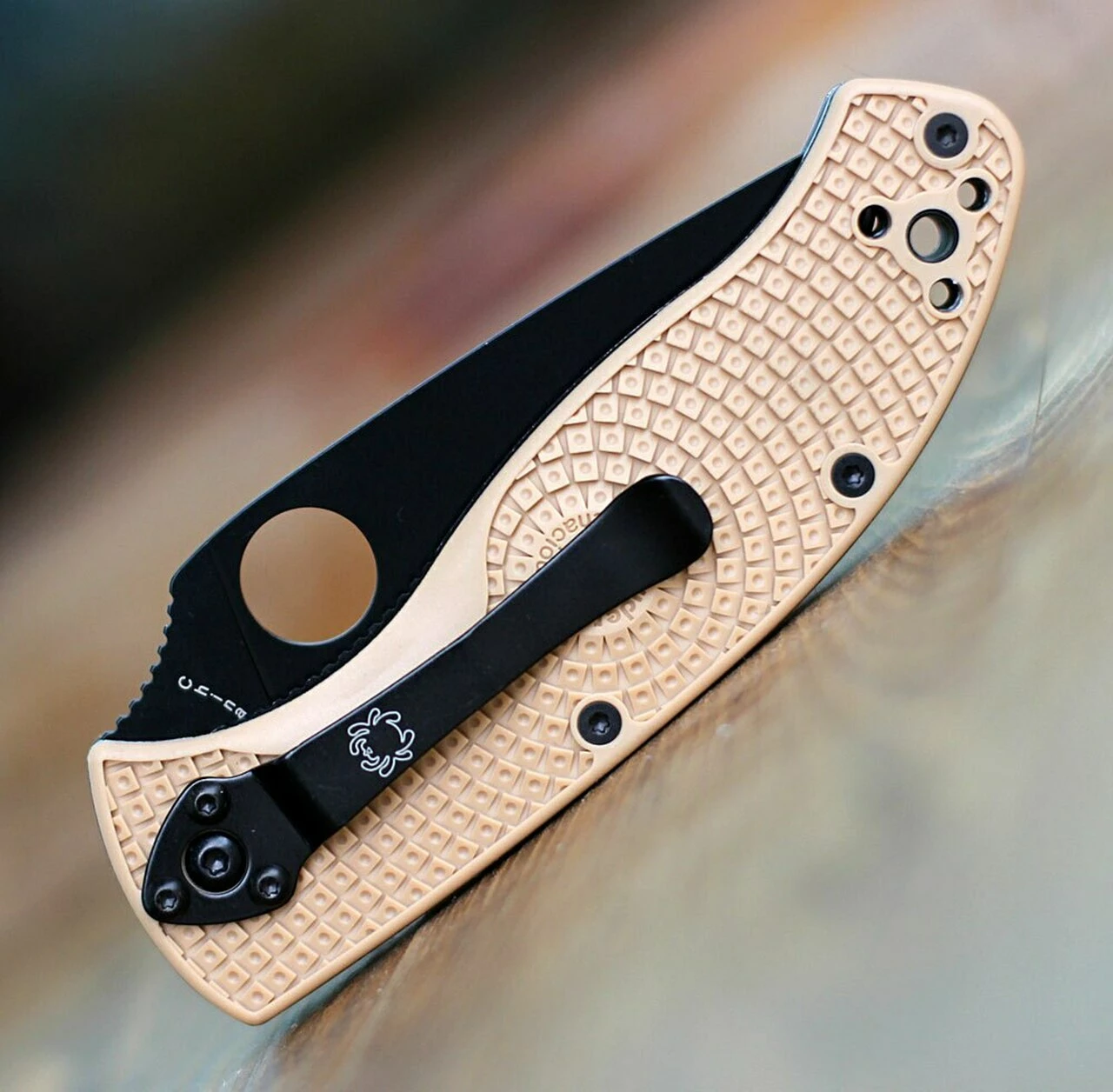 Discount ⌛ Spyderco Knives Spyderco Tenacious Lightweight, C122PSTNBK, 3.39" 8Cr13MoV Partially Serrated Black Blade, Tan FRN Handle 🌟 4 Discount ⌛ Spyderco Knives Spyderco Tenacious Lightweight, C122PSTNBK, 3.39" 8Cr13MoV Partially Serrated Black Blade, Tan FRN Handle 🌟 - Image 4