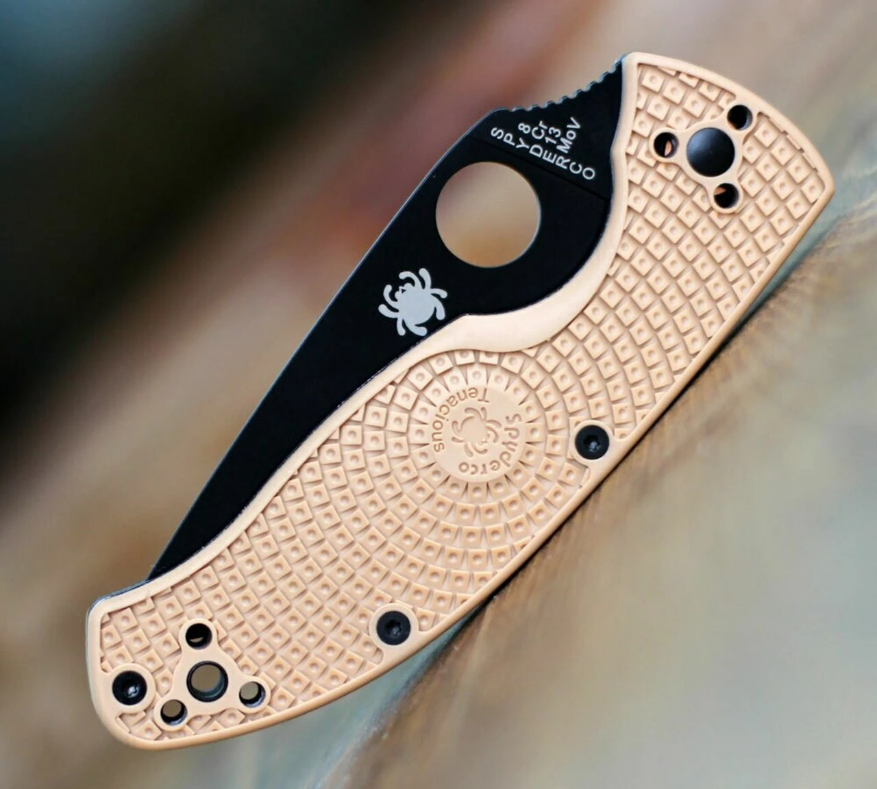 Discount ⌛ Spyderco Knives Spyderco Tenacious Lightweight, C122PSTNBK, 3.39" 8Cr13MoV Partially Serrated Black Blade, Tan FRN Handle 🌟 3 Discount ⌛ Spyderco Knives Spyderco Tenacious Lightweight, C122PSTNBK, 3.39" 8Cr13MoV Partially Serrated Black Blade, Tan FRN Handle 🌟 - Image 3