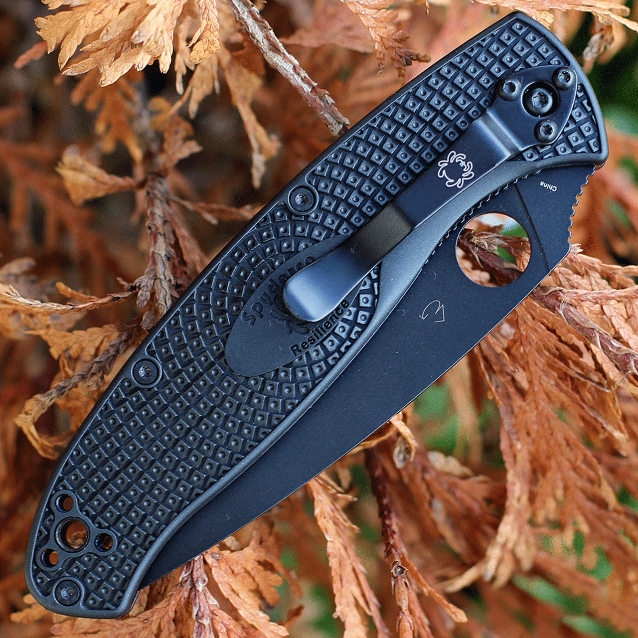 Top 10 🎁 Spyderco Knives Spyderco Resilience Lightweight Black C142PSBBK, 4.20" 8Cr13MoV Black Part Serrated Blade, Black FRN handle ⭐ 4 Top 10 🎁 Spyderco Knives Spyderco Resilience Lightweight Black C142PSBBK, 4.20" 8Cr13MoV Black Part Serrated Blade, Black FRN handle ⭐ - Image 4