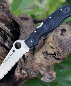 Flash Sale 👏 Spyderco Knives Spyderco Rescue Thin Blue Line 3.57" Satin Black FRN C14FBKBL3 🧨