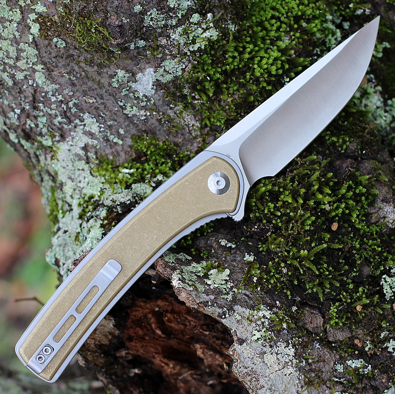 Best deal ⌛ CIVIVI Knives CIVIVI Asticus C2002E, 3.80" D2 Satin Drop Point Plain Blade, Stonewashed Brass Handles 🛒 2 Best deal ⌛ CIVIVI Knives CIVIVI Asticus C2002E, 3.80" D2 Satin Drop Point Plain Blade, Stonewashed Brass Handles 🛒 - Image 2