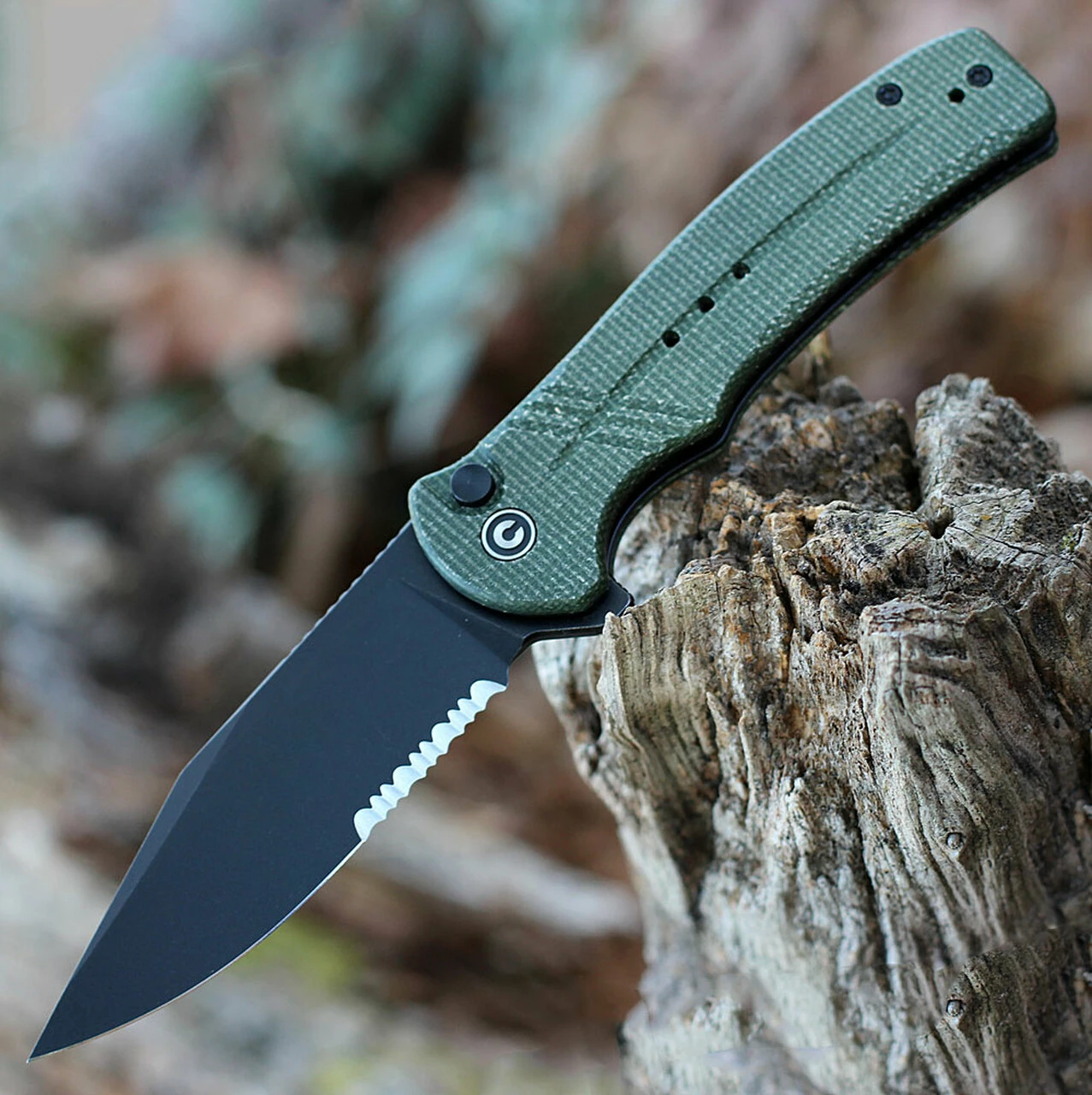 Wholesale 🤩 CIVIVI Knives CIVIVI Cogent Button Lock - Green Micarta (3.5" Blk Serr) C20038E-4 ⌛ 1 Wholesale 🤩 CIVIVI Knives CIVIVI Cogent Button Lock - Green Micarta (3.5" Blk Serr) C20038E-4 ⌛