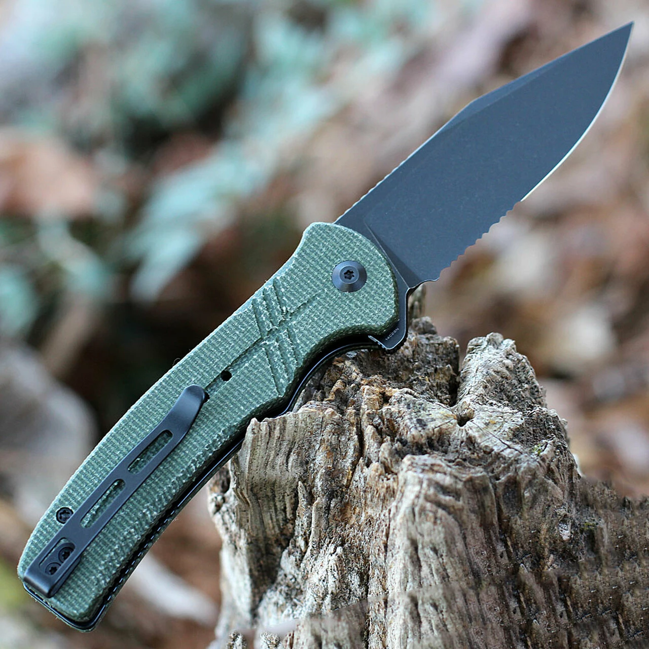 Wholesale 🤩 CIVIVI Knives CIVIVI Cogent Button Lock - Green Micarta (3.5" Blk Serr) C20038E-4 ⌛ 2 Wholesale 🤩 CIVIVI Knives CIVIVI Cogent Button Lock - Green Micarta (3.5" Blk Serr) C20038E-4 ⌛ - Image 2