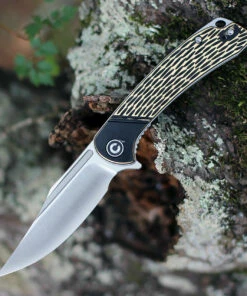 Best Pirce 🔥 CIVIVI Knives CIVIVI 🐶 Dogma Linerlock C2014A, 3.46"" D2 Plain Blade, Black/Brass Handles 👍