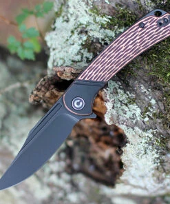 Buy 🎉 CIVIVI Knives CIVIVI 🐶 Dogma Linerlock C2014B, 3.46"" D2 Black Stonewashed Blade, Black/Copper Handles ❤️