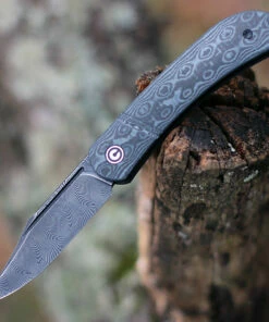 Flash Sale 🛒 CIVIVI Knives Civivi Appalachian Drifter Slip Joint C2015DS-1, 2.96" Black Hand Rubbed Damascus Blade, Layered Gray G10 w/Rose Pattern Carbon Fiber Handle 👏