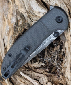 Best Pirce 🛒 CIVIVI Knives CIVIVI Badlands Vagabond C2019DS-1, 3.25" Black Hand Rubbed Damascus Drop Point Blade, Twill Carbon Fiber Handles 🛒 -Automatic Knives shop C2019DS1 2 67983.1628004187