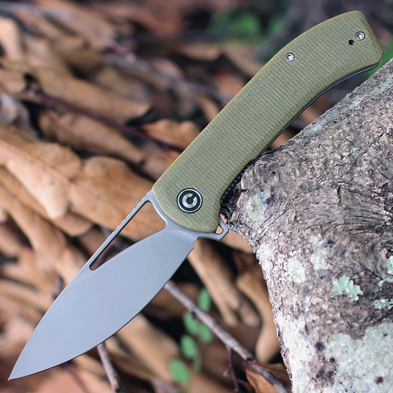 Promo 🧨 CIVIVI Knives CIVIVI Riffle Flipper Knife C2024B, 3.46" 14C28N Gray Stonewashed Drop Point Blade, Olive Micarta Handles 🤩 1 Promo 🧨 CIVIVI Knives CIVIVI Riffle Flipper Knife C2024B, 3.46" 14C28N Gray Stonewashed Drop Point Blade, Olive Micarta Handles 🤩