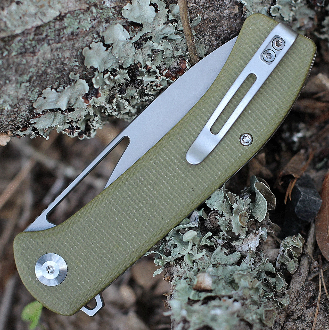 Promo 🧨 CIVIVI Knives CIVIVI Riffle Flipper Knife C2024B, 3.46" 14C28N Gray Stonewashed Drop Point Blade, Olive Micarta Handles 🤩 4 Promo 🧨 CIVIVI Knives CIVIVI Riffle Flipper Knife C2024B, 3.46" 14C28N Gray Stonewashed Drop Point Blade, Olive Micarta Handles 🤩 - Image 4