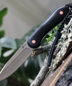 Hot Sale 🔥 CIVIVI Knives CIVIVI Elementum Fixed Blade C2104A, 3.98" 10Cr15CoMov Satin Blade, Black & Red Contoured G-10 Handle, Black Leather Sheath ✔️