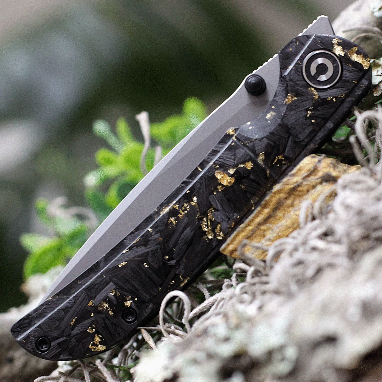 Best Sale ✨ CIVIVI Knives CIVIVI Imperium C2106A, 3.47" Nitro-V Stonewashed Drop Point Blade, Shredded Carbon Fiber & Gold Shred in Clear Resin Handles 😀 4 Best Sale ✨ CIVIVI Knives CIVIVI Imperium C2106A, 3.47" Nitro-V Stonewashed Drop Point Blade, Shredded Carbon Fiber & Gold Shred in Clear Resin Handles 😀 - Image 4