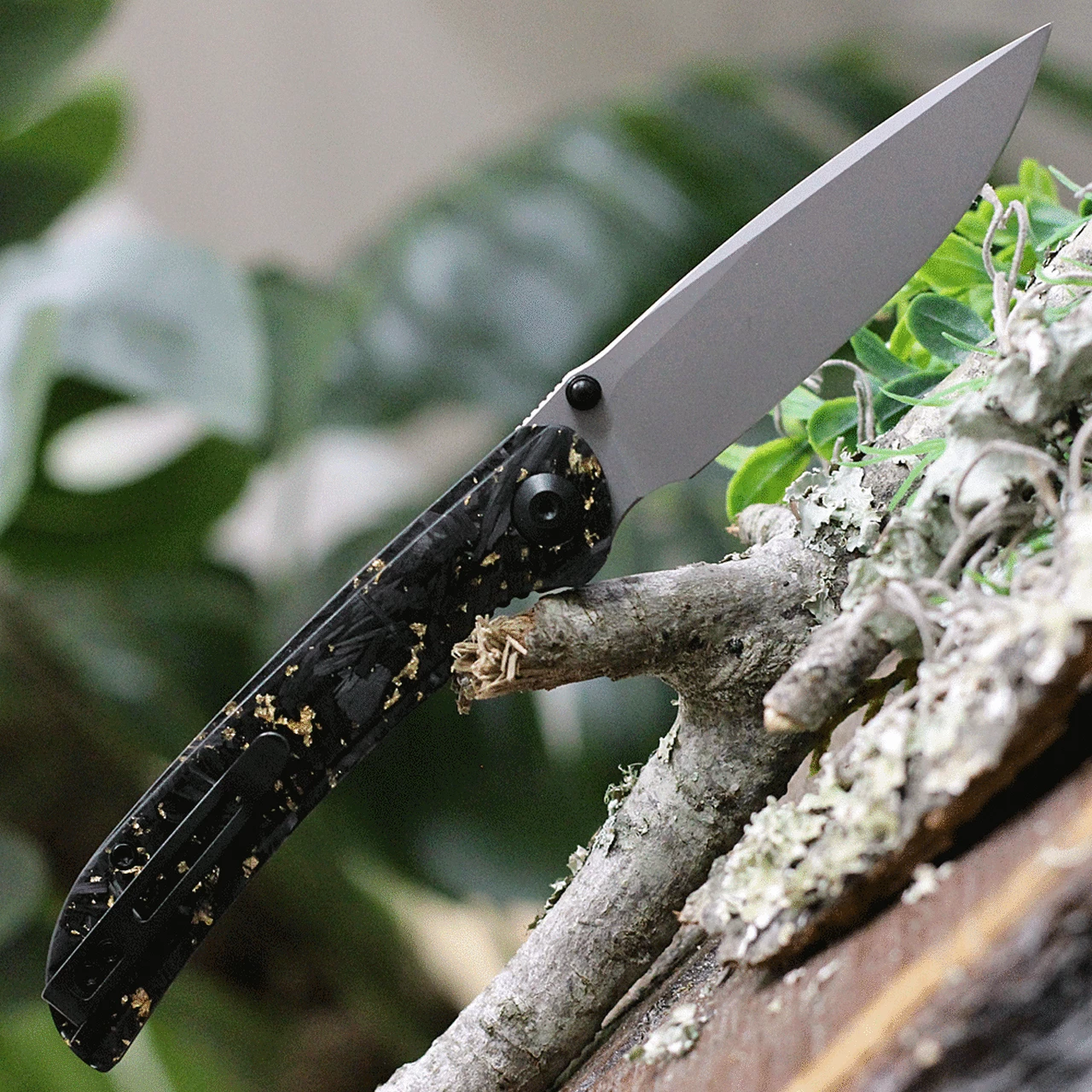 Best Sale ✨ CIVIVI Knives CIVIVI Imperium C2106A, 3.47" Nitro-V Stonewashed Drop Point Blade, Shredded Carbon Fiber & Gold Shred in Clear Resin Handles 😀 2 Best Sale ✨ CIVIVI Knives CIVIVI Imperium C2106A, 3.47" Nitro-V Stonewashed Drop Point Blade, Shredded Carbon Fiber & Gold Shred in Clear Resin Handles 😀 - Image 2