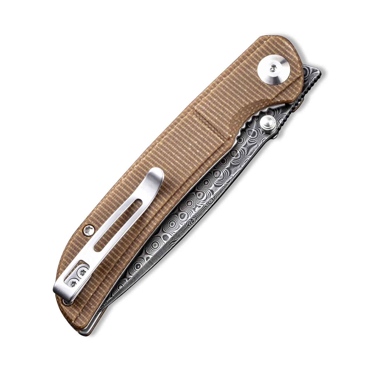 Top 10 🌟 CIVIVI Knives CIVIVI Imperium C2107DS-1, 3.47" Damascus Drop Point Plain Blade, Brown Micarta Handles ❤️ 4 Top 10 🌟 CIVIVI Knives CIVIVI Imperium C2107DS-1, 3.47" Damascus Drop Point Plain Blade, Brown Micarta Handles ❤️ - Image 4