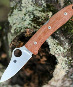 Best Pirce 🌟 Spyderco Knives Spyderco SpyOpera - Brown Canvas Micarta (2.9" M390 Satin) C255CMP 🎁
