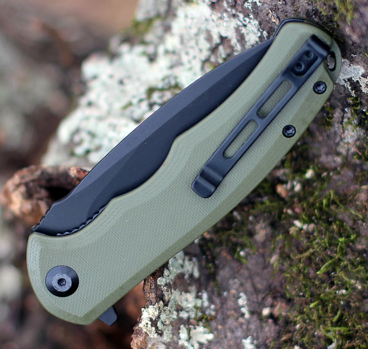 Cheap 🧨 CIVIVI Knives CIVIVI Praxis C803F, 3.75" 9Cr18MoV Black Stonewashed Drop Point Blade, OD Green G-10 Handles ⭐ 4 Cheap 🧨 CIVIVI Knives CIVIVI Praxis C803F, 3.75" 9Cr18MoV Black Stonewashed Drop Point Blade, OD Green G-10 Handles ⭐ - Image 4