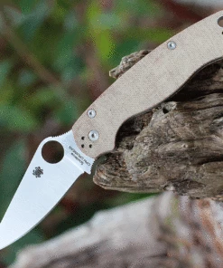 Deals 🌟 Spyderco Knives Spyderco Para Military 2 C81MPCW2, 3.47" CPM Cru-Wear Satin Plain Blade, Brown Micarta Handle 🔥